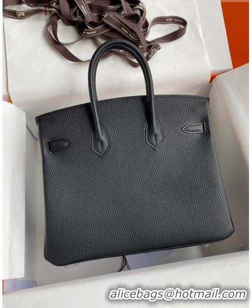 Best Product Hermes Birkin 25cm Bag in Original Togo Leather HB025 Black/Silver (Pure Handmade)