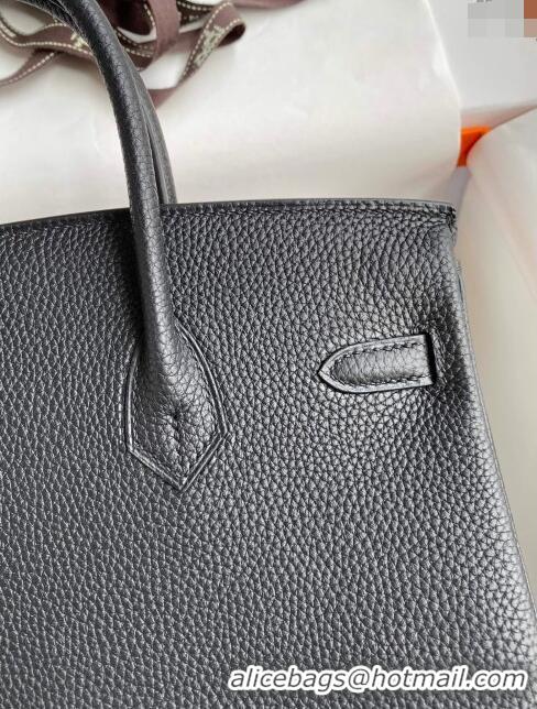 Best Product Hermes Birkin 25cm Bag in Original Togo Leather HB025 Black/Silver (Pure Handmade)