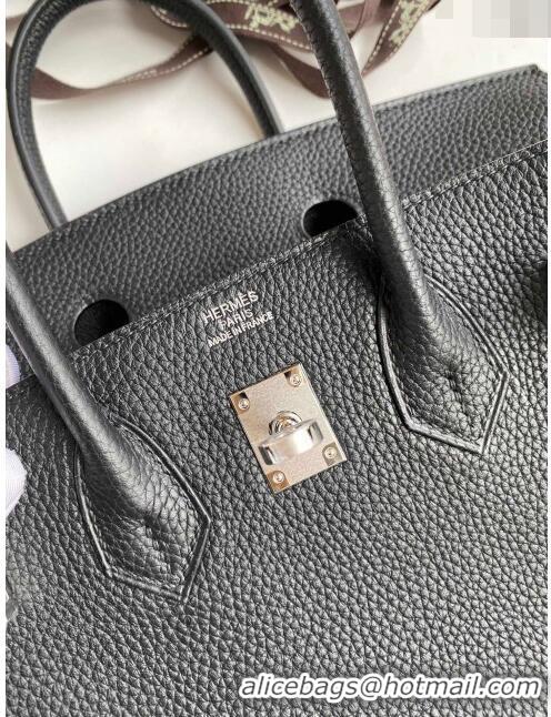 Best Product Hermes Birkin 25cm Bag in Original Togo Leather HB025 Black/Silver (Pure Handmade)