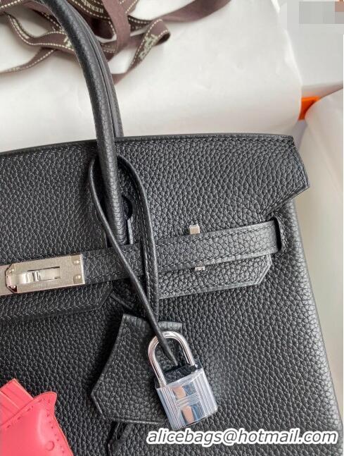 Best Product Hermes Birkin 25cm Bag in Original Togo Leather HB025 Black/Silver (Pure Handmade)