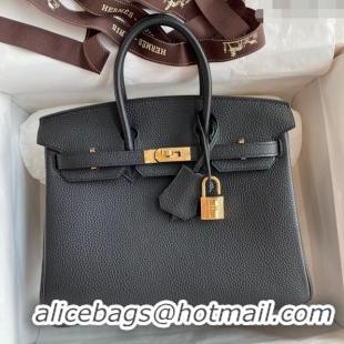 Grade Quality Hermes Birkin 25cm Bag in Original Togo Leather HB025 Black/Gold (Pure Handmade)