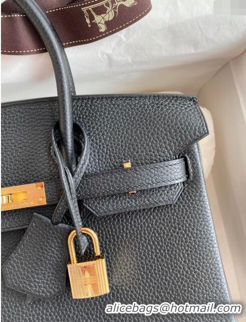 Grade Quality Hermes Birkin 25cm Bag in Original Togo Leather HB025 Black/Gold (Pure Handmade)