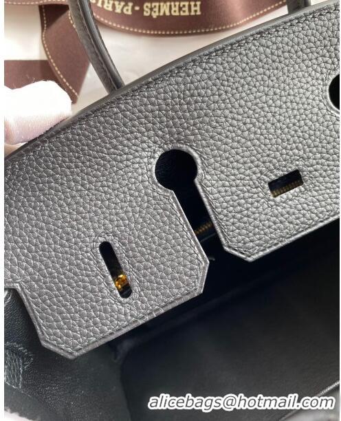 Grade Quality Hermes Birkin 25cm Bag in Original Togo Leather HB025 Black/Gold (Pure Handmade)