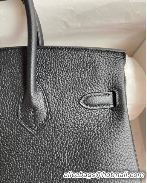 Top Design Hermes Birkin 25cm Bag in Original Togo Leather HB025 Black/Pink Gold (Pure Handmade)