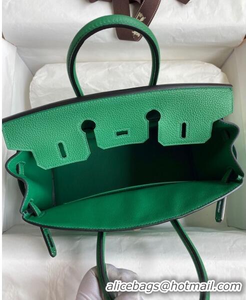 Pretty Style Hermes Birkin 25cm Bag in Original Togo Leather HB025 Bamboo Green/Silver (Pure Handmade)