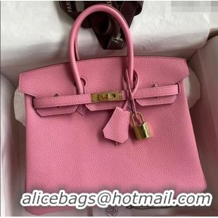 Grade Discount Hermes Birkin 25cm Bag in Original Togo Leather HB025 Sakura Pink/Gold (Pure Handmade)