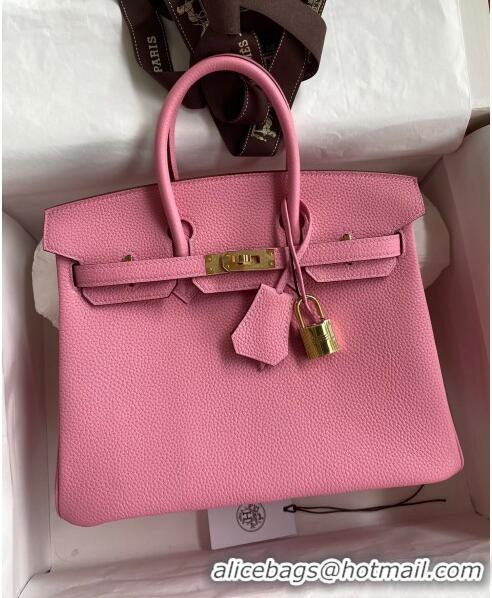 Grade Discount Hermes Birkin 25cm Bag in Original Togo Leather HB025 Sakura Pink/Gold (Pure Handmade)