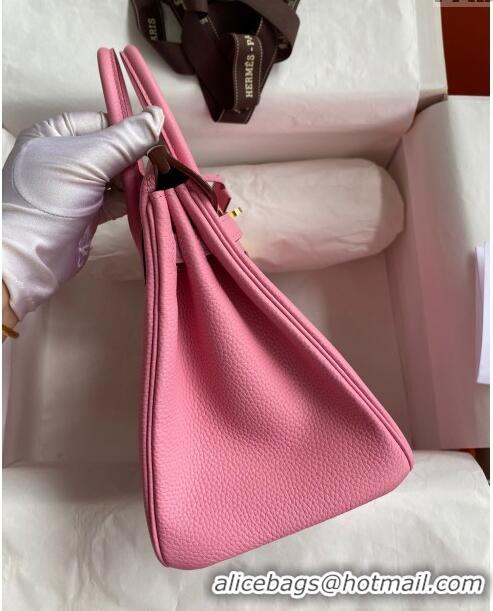 Grade Discount Hermes Birkin 25cm Bag in Original Togo Leather HB025 Sakura Pink/Gold (Pure Handmade)