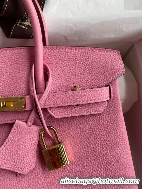 Grade Discount Hermes Birkin 25cm Bag in Original Togo Leather HB025 Sakura Pink/Gold (Pure Handmade)