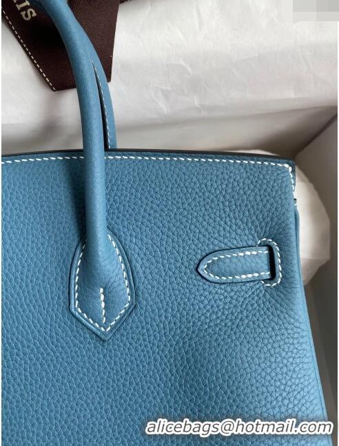 Buy Luxurious Hermes Birkin 25cm Bag in Original Togo Leather HB025 Denim Blue/Gold (Pure Handmade)