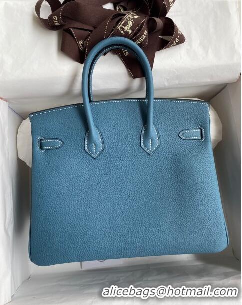 Buy Luxurious Hermes Birkin 25cm Bag in Original Togo Leather HB025 Denim Blue/Gold (Pure Handmade)