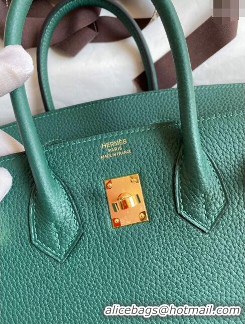 Traditional Specials Hermes Birkin 25cm Bag in Original Togo Leather HB025 Peacock Green/Gold (Pure Handmade)