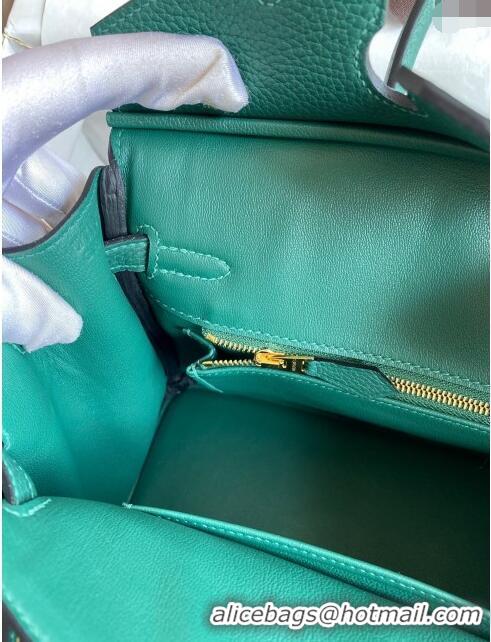 Traditional Specials Hermes Birkin 25cm Bag in Original Togo Leather HB025 Peacock Green/Gold (Pure Handmade)