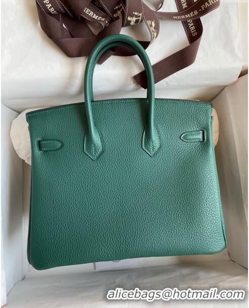 Traditional Specials Hermes Birkin 25cm Bag in Original Togo Leather HB025 Peacock Green/Gold (Pure Handmade)