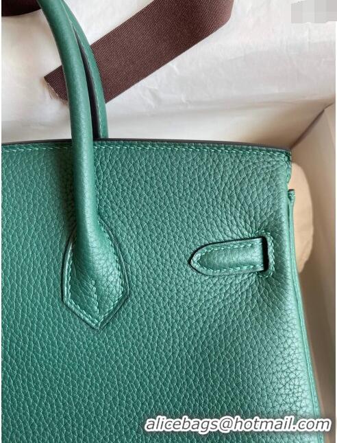 Traditional Specials Hermes Birkin 25cm Bag in Original Togo Leather HB025 Peacock Green/Gold (Pure Handmade)