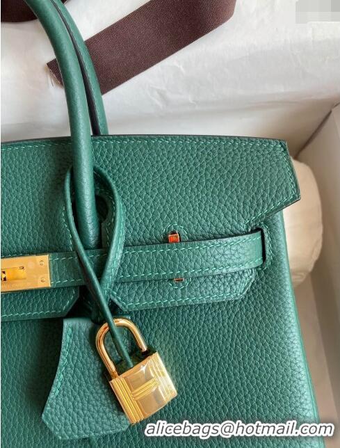 Traditional Specials Hermes Birkin 25cm Bag in Original Togo Leather HB025 Peacock Green/Gold (Pure Handmade)