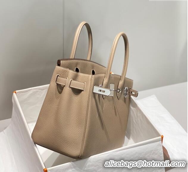 Famous Brand Hermes Birkin 25cm Bag in Togo Calfskin 1227 Dove Grey/Silver