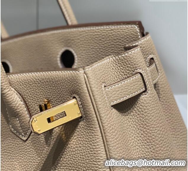 Good Taste Hermes Birkin 25cm Bag in Togo Calfskin 1227 Dove Grey/Gold