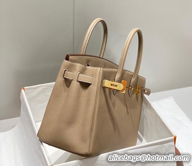 Good Taste Hermes Birkin 25cm Bag in Togo Calfskin 1227 Dove Grey/Gold