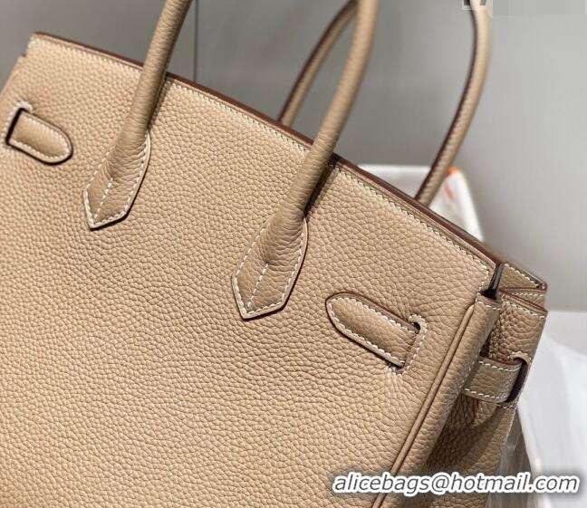 Good Taste Hermes Birkin 25cm Bag in Togo Calfskin 1227 Dove Grey/Gold