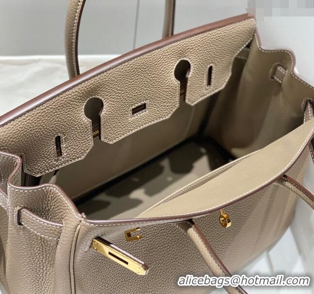 Good Taste Hermes Birkin 25cm Bag in Togo Calfskin 1227 Dove Grey/Gold