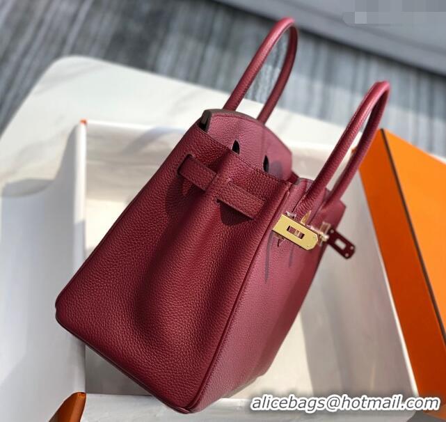 Unique Style Hermes Birkin 25cm Bag in Togo Calfskin 1227 Bordeaux Red