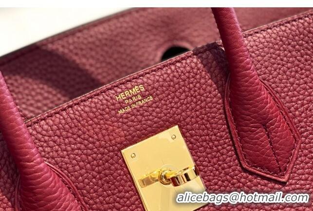 Unique Style Hermes Birkin 25cm Bag in Togo Calfskin 1227 Bordeaux Red