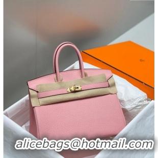 Most Popular Hermes Birkin 25cm Bag in Togo Calfskin 1227 Cream Pink