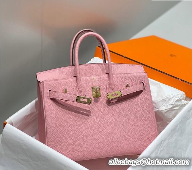 Most Popular Hermes Birkin 25cm Bag in Togo Calfskin 1227 Cream Pink