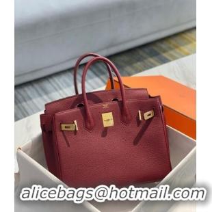 Reasonable Price Hermes Birkin 30cm Bag in Togo Calfskin 1228 Bordeaux Red