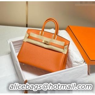 Classic Design Hermes Birkin 25cm Bag in Togo Leather 1227 Orange