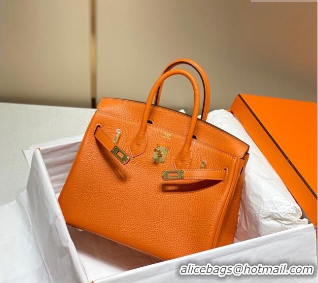 Classic Design Hermes Birkin 25cm Bag in Togo Leather 1227 Orange