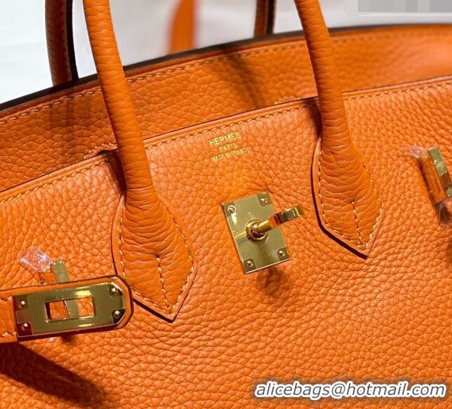 Classic Design Hermes Birkin 25cm Bag in Togo Leather 1227 Orange