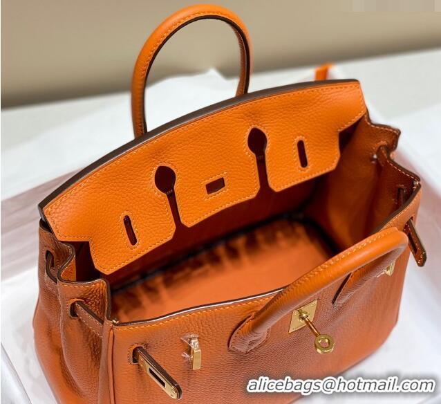 Classic Design Hermes Birkin 25cm Bag in Togo Leather 1227 Orange