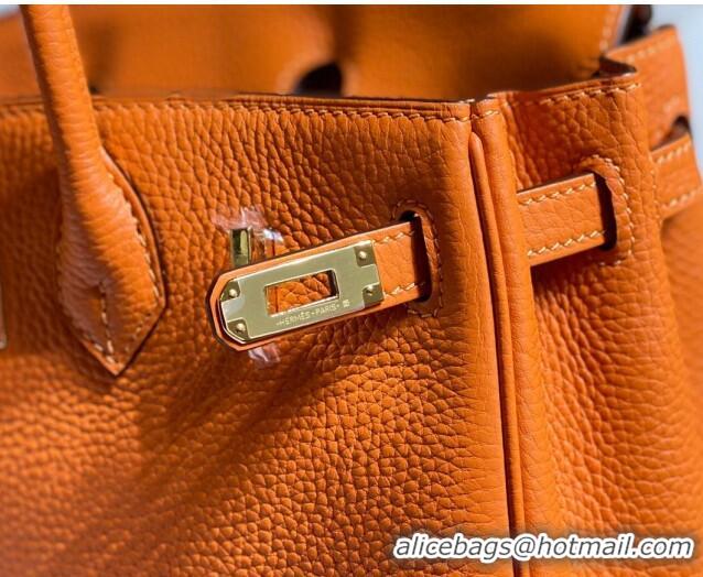 Classic Design Hermes Birkin 25cm Bag in Togo Leather 1227 Orange