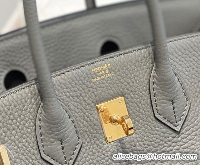 Top Grade Hermes Birkin 25cm Bag in Togo Leather 1227 Cloud Grey