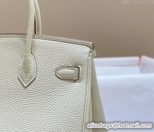 Grade Promotional Hermes Birkin 25cm Bag in Togo Leather 1227 Cream White