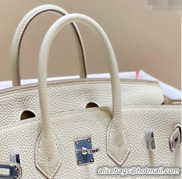 Grade Promotional Hermes Birkin 25cm Bag in Togo Leather 1227 Cream White