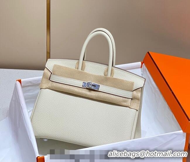 Grade Promotional Hermes Birkin 25cm Bag in Togo Leather 1227 Cream White