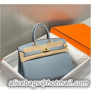 Shop Popular Hermes Birkin 25cm Bag in Togo Leather 1227 Linen Blue