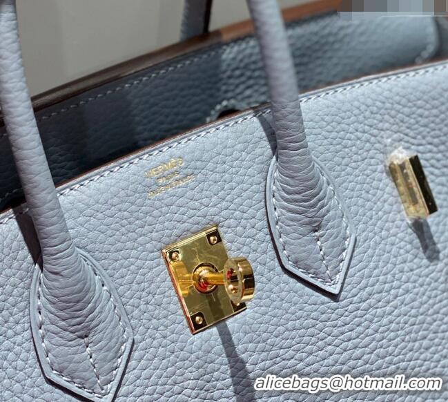 Shop Popular Hermes Birkin 25cm Bag in Togo Leather 1227 Linen Blue