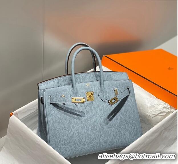 Shop Popular Hermes Birkin 25cm Bag in Togo Leather 1227 Linen Blue