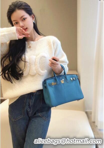 Reasonable Price Hermes Birkin 25cm Bag in Togo Leather 1227 Denim Blue