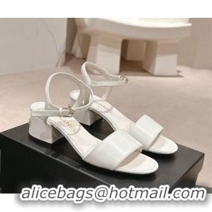 Stylish Chanel Lambskin Heel Sandals 4.5cm White 423051