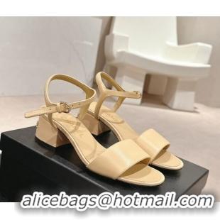 Top Grade Chanel Lambskin Heel Sandals 4.5cm Beige 423052