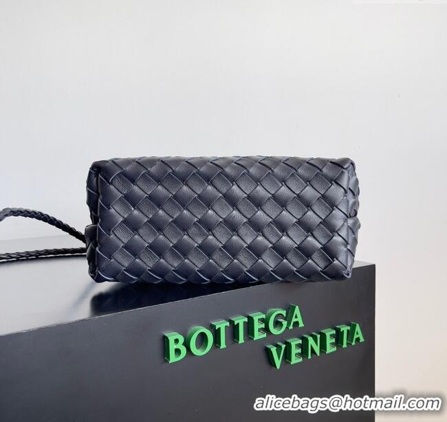 New Design Bottega Veneta Small Andiamo Top Handle Bag in Intrecciato Leather 743568 Blue 2024