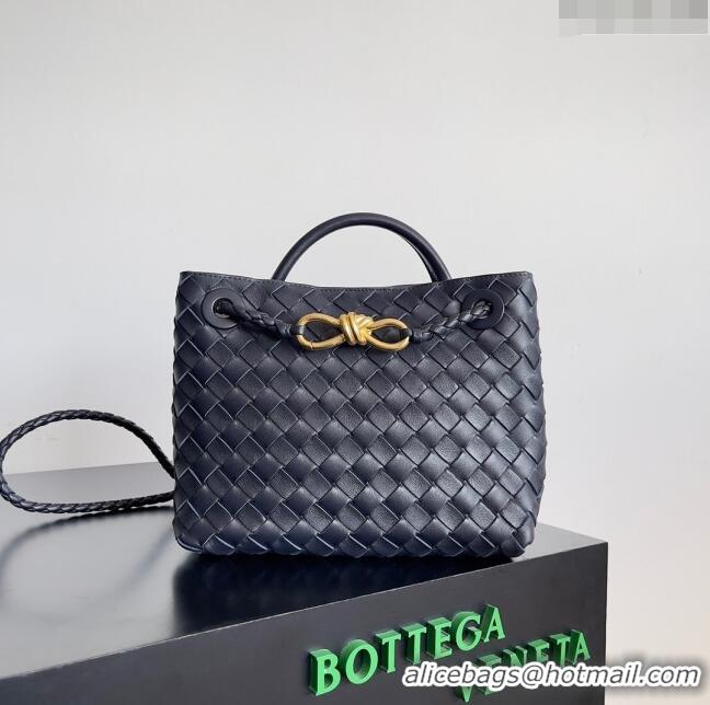 New Design Bottega Veneta Small Andiamo Top Handle Bag in Intrecciato Leather 743568 Blue 2024