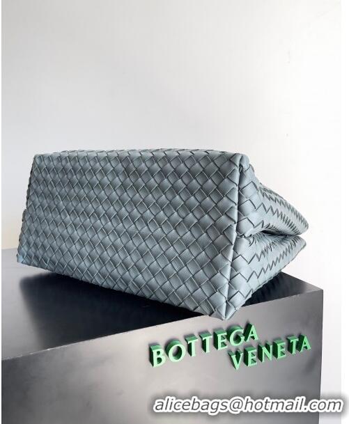 Best Price Bottega Veneta Large Andiamo Top Handle Bag in Intrecciato Suede Leather 743575 Bluish Grey 2024