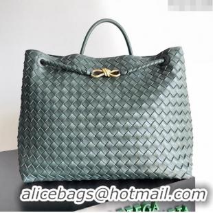 Top Grade Bottega Veneta Large Andiamo Top Handle Bag in Intrecciato Suede Leather 743575 Deep Green 2024