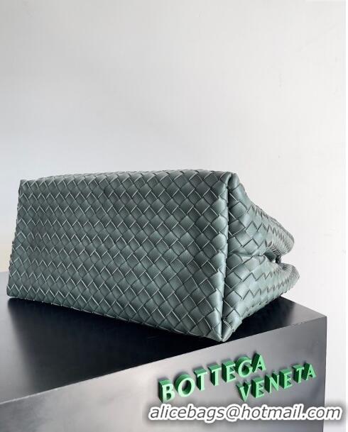 Top Grade Bottega Veneta Large Andiamo Top Handle Bag in Intrecciato Suede Leather 743575 Deep Green 2024